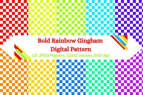 Download Bold Rainbow Gingham Digital Pattern - Digital Collection