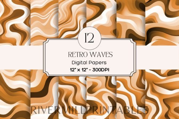 Download Retro Wavy Lines Digital Paper Pack - Digital Collection