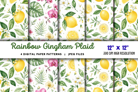 Download Rainbow Gingham Plaid Digital Paper - Digital Collection