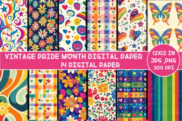 Download Vintage Pride Month Digital Paper - Digital Collection