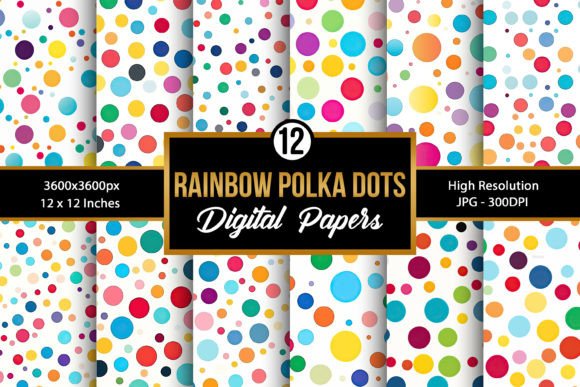 Download Rainbow Polka Dots Digital Paper Pattern - Digital Collection