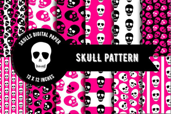 Download Skull Digital Paper, Halloween Pattern - Digital Collection