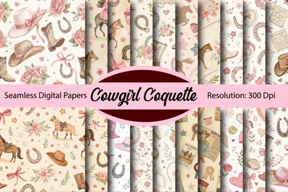 Download Cowgirl Coquette Seamless Digital Paper - Digital Collection