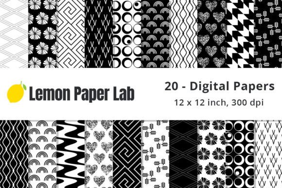 Download Black and White Geometric Digital Paper - Digital Collection