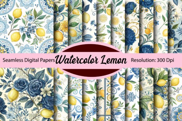 Download Watercolor Lemon Seamless Digital Paper - Digital Collection