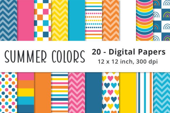 Download Summer Colors Digital Scrapbook Paper - Digital Collection
