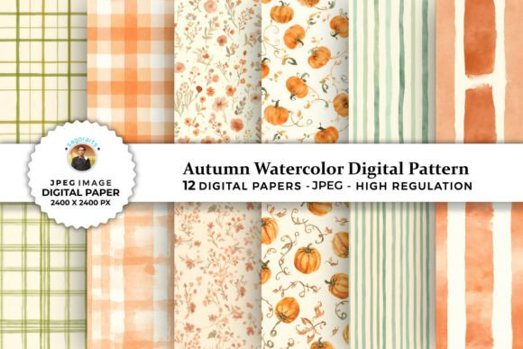 Download Autumn Watercolor Digital Patterns - Digital Collection