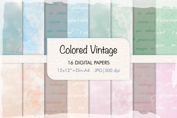 Download Colored Vintage Digital Papers - Digital Collection