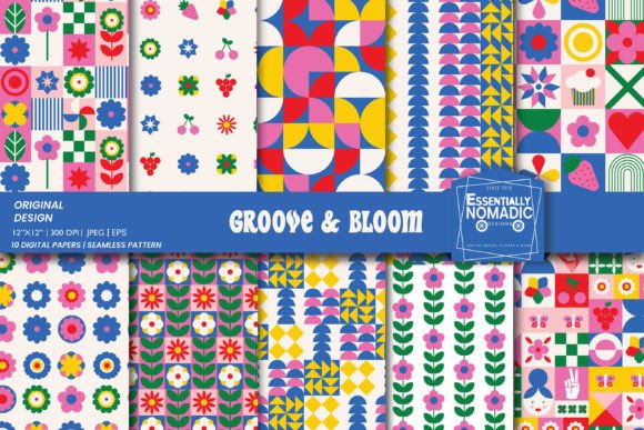 Download Colorful Bauhaus Geometric Digital Paper - Digital Collection