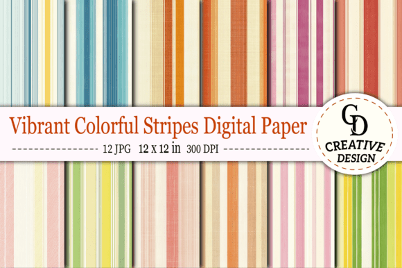 Download Vibrant Colorful Stripes Digital Paper - Digital Collection