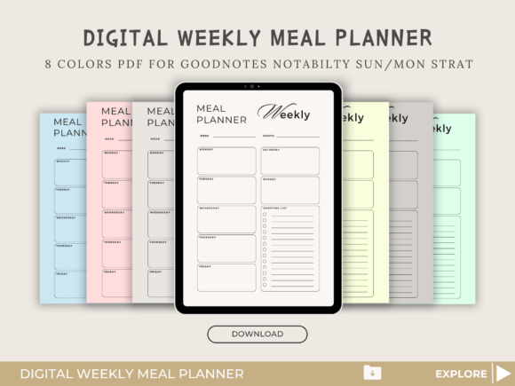 Download Digital Weekly Meal Planner, Goodnotes - Digital Collection