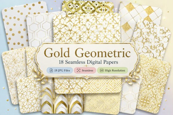 Download Gold Geometric Digital Paper Set - Digital Collection