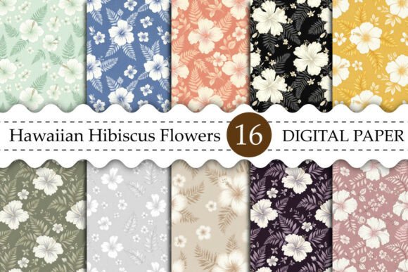 Download Hawaiian Hibiscus Flowers Digital Paper - Digital Collection