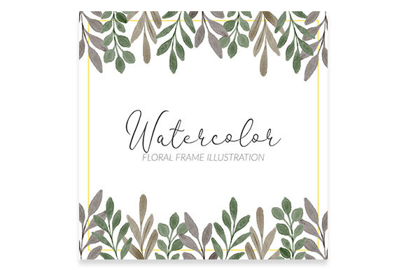 Download Watercolor Square Frame Green Leaf - Green leaf Collection