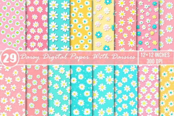 Download Daisy Digital Paper with Daisies - Digital Collection