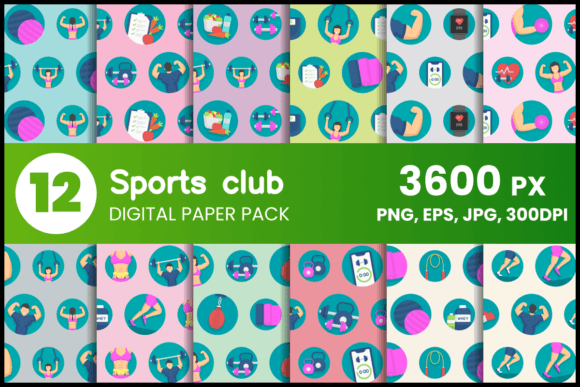 Download Sports Club Digital Paper Set - Digital Collection