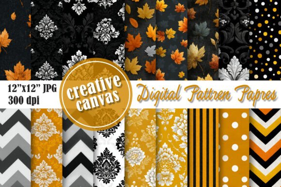 Download Autumn &amp; Polka Dot Digital Paper Bundle - Digital Collection