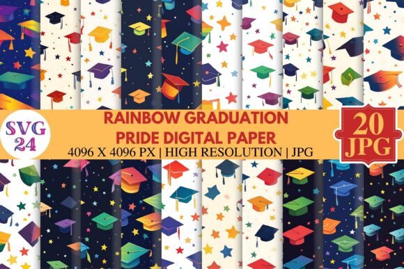 Download Rainbow Graduation Pride Digital Paper - Digital Collection