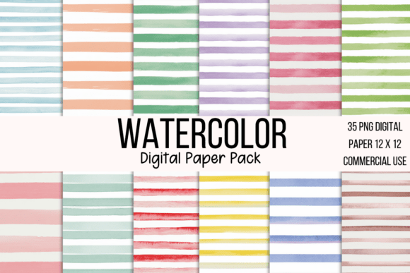 Download 30+ Watercolor Stripes Digital Paper - Digital Collection