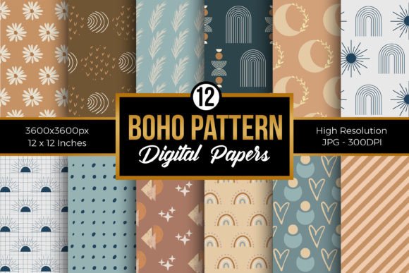 Download Boho Pattern Digital Papers Pack - Digital Collection