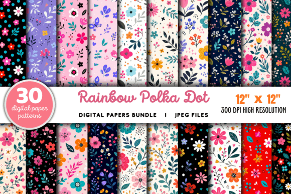 Download Rainbow Polka Dot Digital Paper Bundle - Digital Collection