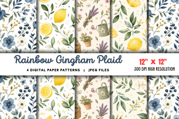 Download Rainbow Gingham Plaid Digital Paper - Digital Collection