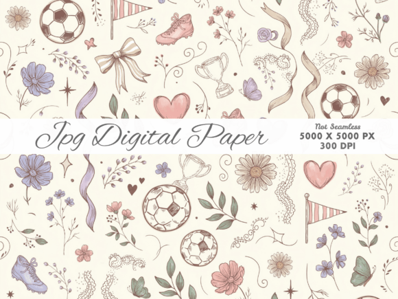 Download Coquette Sports Pattern Digital Paper - Digital Collection