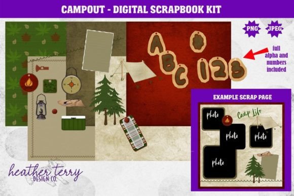 Download Campout Camping Digital Scrapbook Kit - Digital Collection