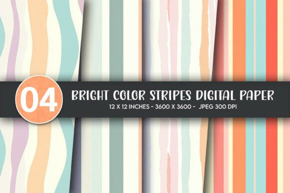 Download Bright Color Stripes Digital Paper - Digital Collection