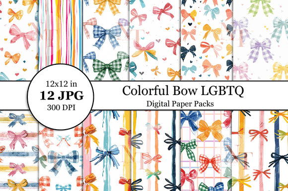Download Colorful Bow LGBTQ Pride Digital Paper - Digital Collection