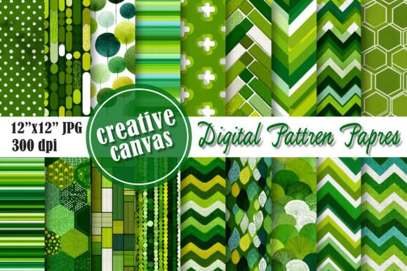Download Green Geometric Digital Paper Bundle - Digital Collection