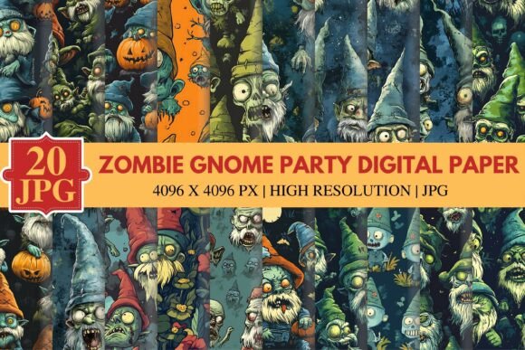 Download Zombie Gnome Party Digital Paper - Digital Collection