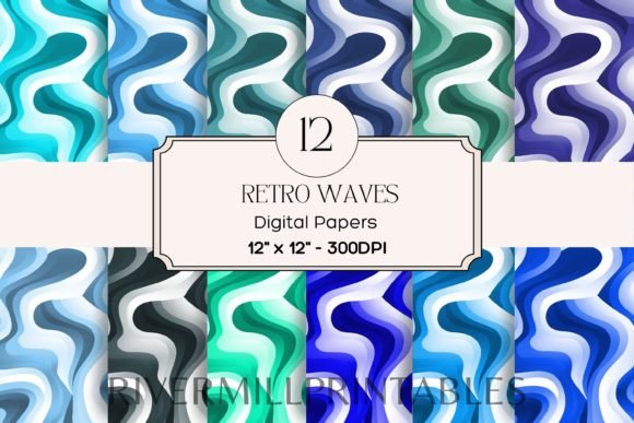 Download Retro Wavy Lines Digital Paper Pack - Digital Collection