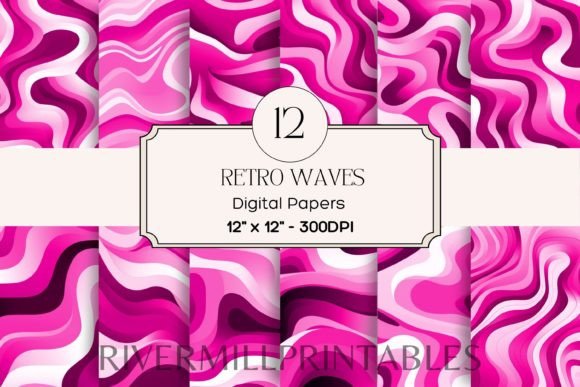 Download Retro Wavy Lines Digital Paper Pack - Digital Collection