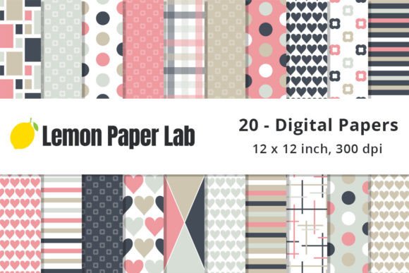 Download Pink and Navy Digital Scrapbook Paper - Digital Collection