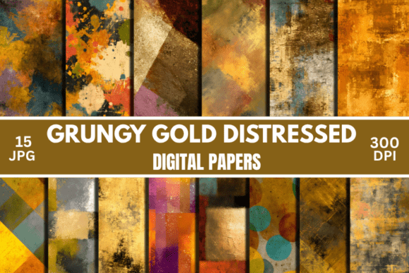 Download Abstract Gold Grunge Digital Paper - Digital Collection