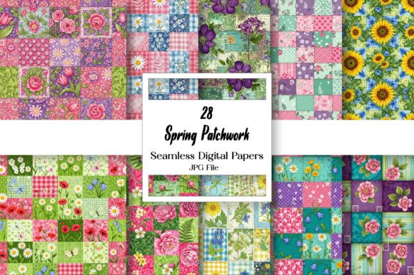 Download Spring Patchwork Seamless Digital Paper - Digital Collection