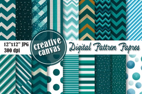 Download Teal Geometric Digital Paper Bundle - Digital Collection