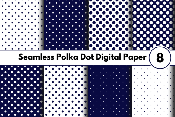 Download Navy Polka Dot Digital Paper Set - Digital Collection