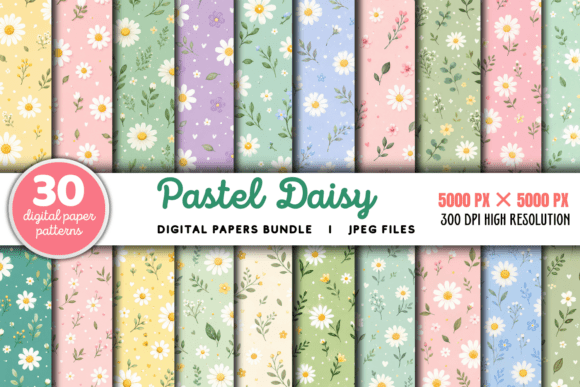 Download Pastel Daisy Digital Pattern Bundle - Digital Collection