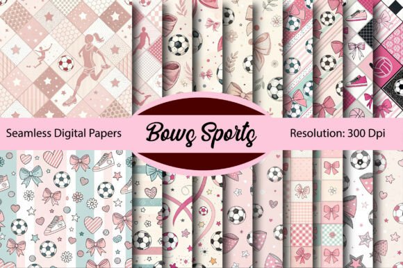 Download Pink Bows Sports Seamless Digital Paper - Digital Collection