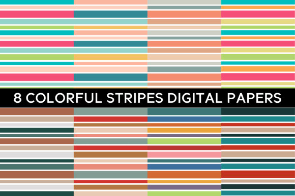 Download 8 Colorful Stripes Digital Papers - Digital Collection