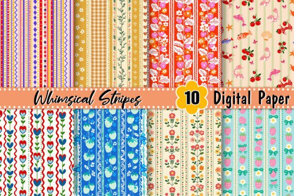 Download Whimsical Stripes Digital Paper - Digital Collection