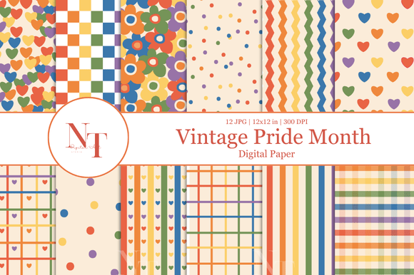 Download Vintage Pride Month Digital Paper - Digital Collection