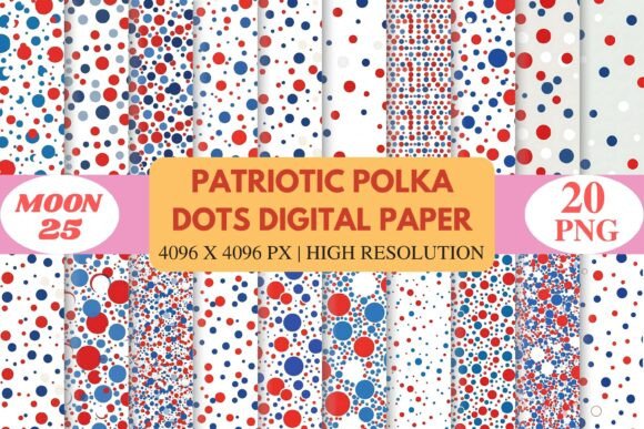 Download Patriotic Polka Dots Digital Paper - Digital Collection