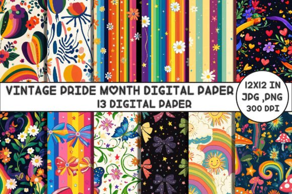 Download Vintage Pride Month Digital Paper - Digital Collection