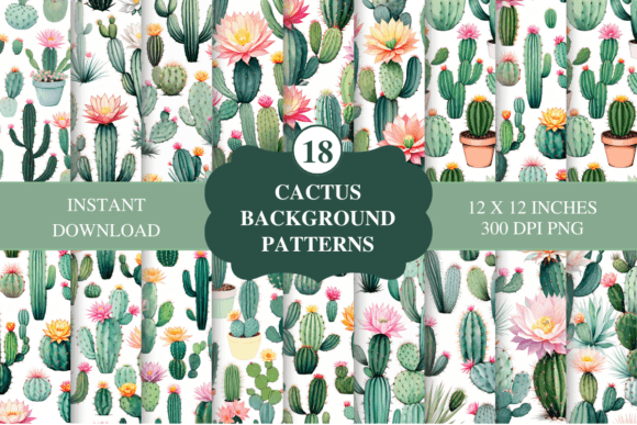 Download Cactuses Pastel Background Digital Paper - Digital Collection