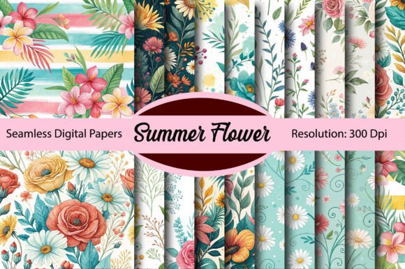 Download Summer Flower Seamless Digital Paper - Digital Collection