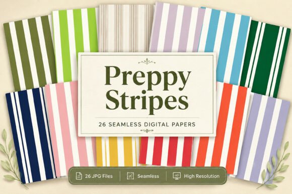 Download Preppy Stripes Pattern Digital Bundle - Digital Collection