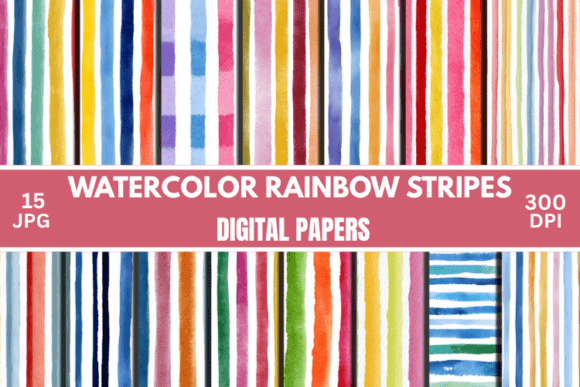 Download Watercolor Stripes Pattern Digital Paper - Digital Collection